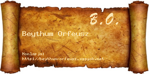 Beythum Orfeusz névjegykártya